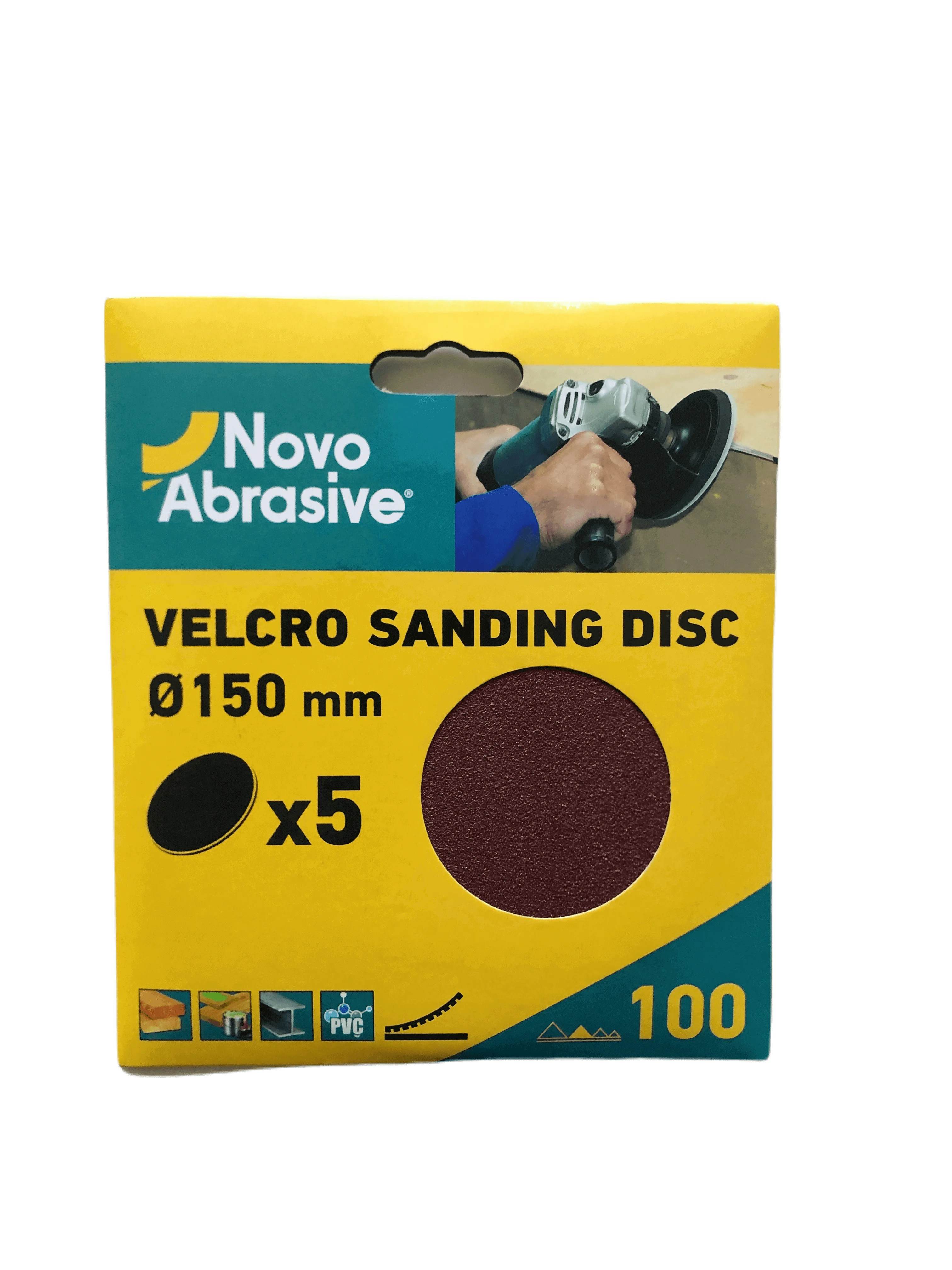 Круг шліфувальний самозачепний NovoAbrasive 150 мм, Р100, 5шт.